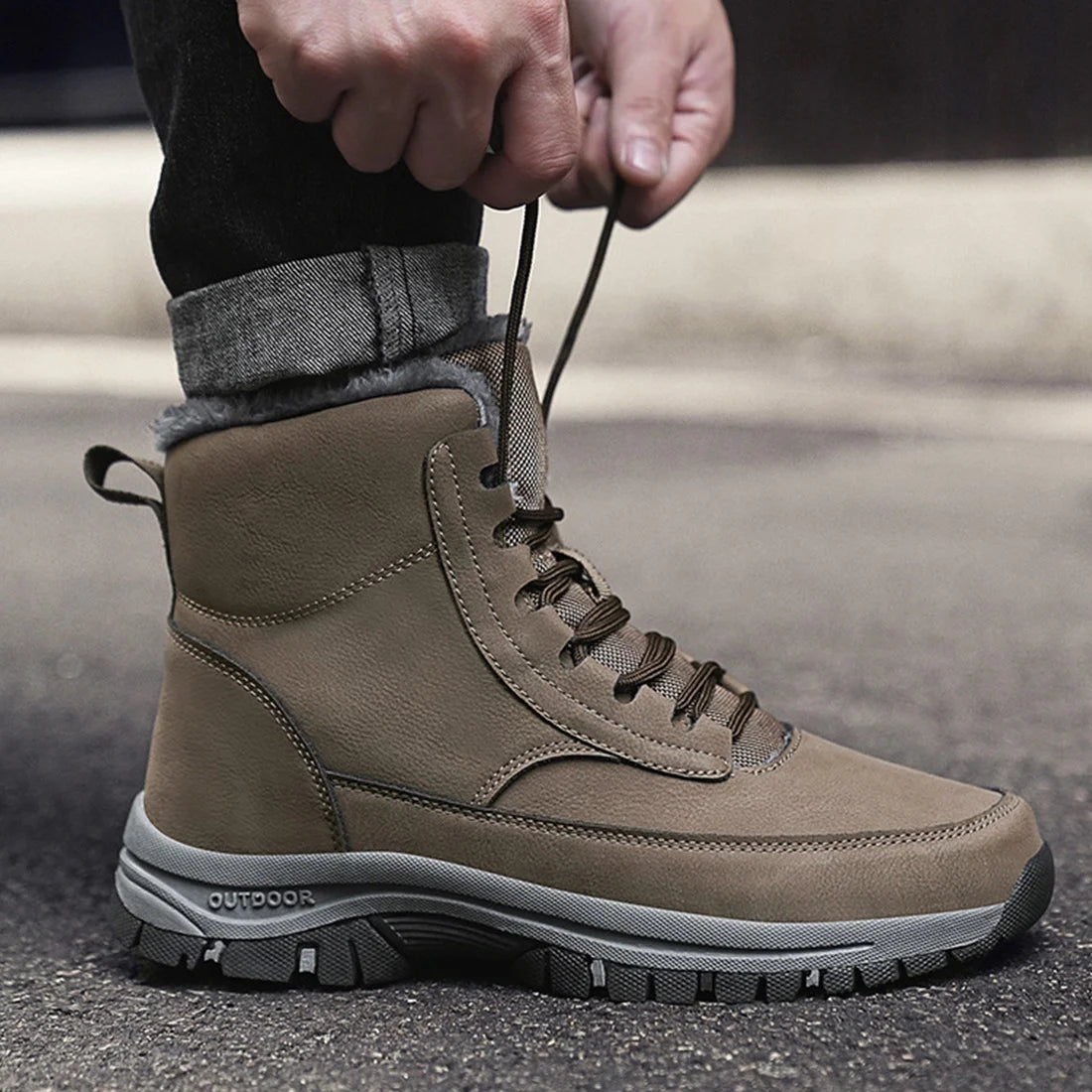 Mens Winter Snow Boots anti Slip Hiking Outdoor Trekking Shoes
