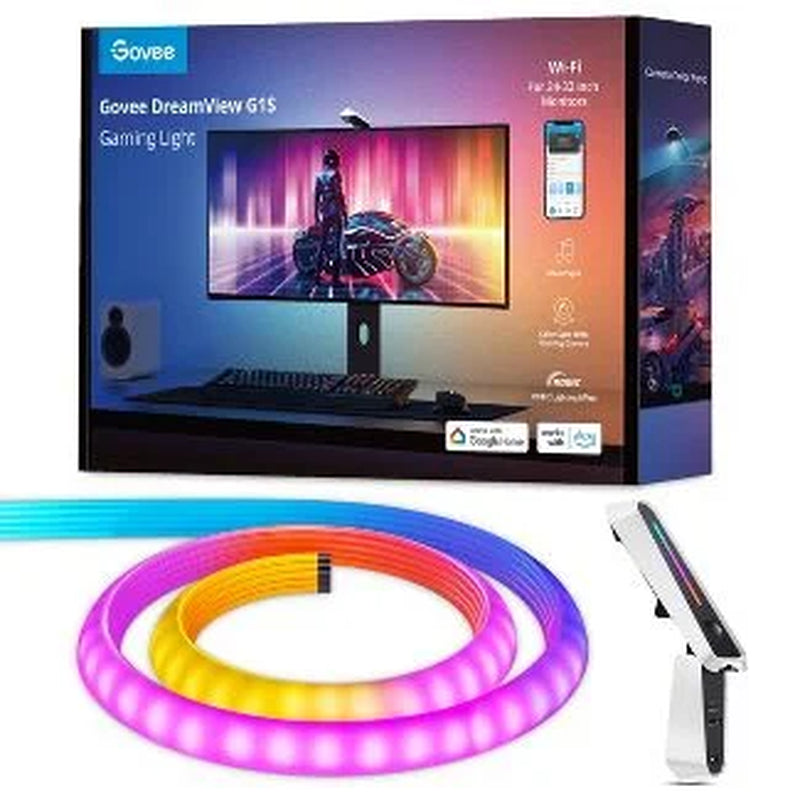 G1S Gaming Indoor LED Strip Light for 24‘’-32‘’Monitors with Camera, Gaming Lights, 42+ Scene Modes, Color Changing