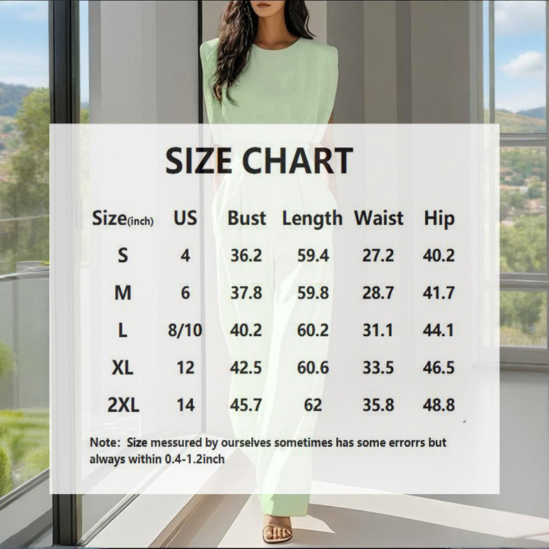 Women'S Solid Color round Neck Short Sleeve Wide-Leg Jumpsuit with Waist Design & Pockets Casual Romper for Spring&Summer