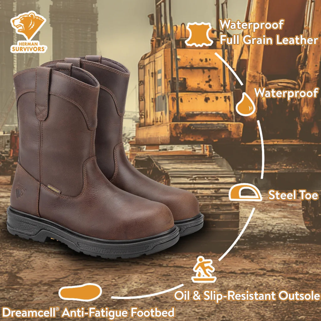 Men'S Plower Waterproof Pull Work Boots