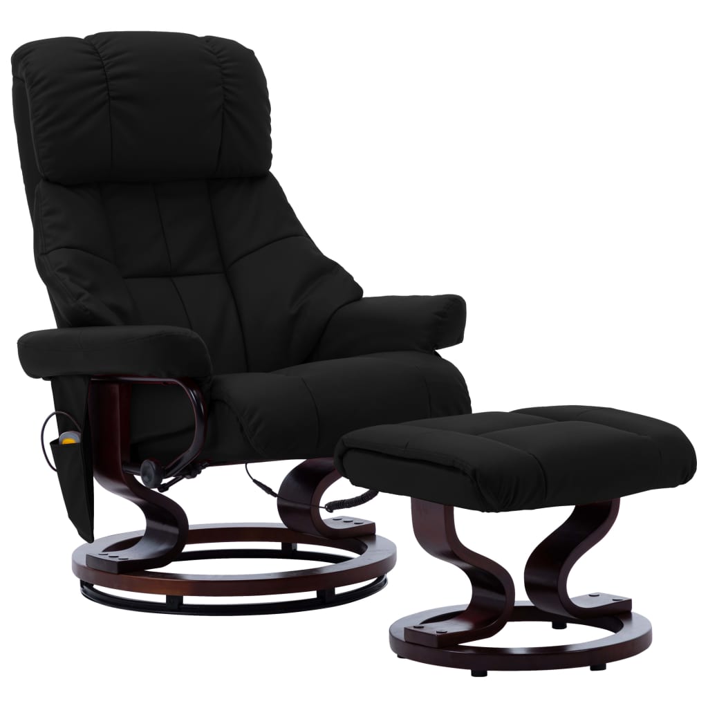 vidaXL Massage Recliner Swiveling Recliner Chair Faux Leather and Bentwood
