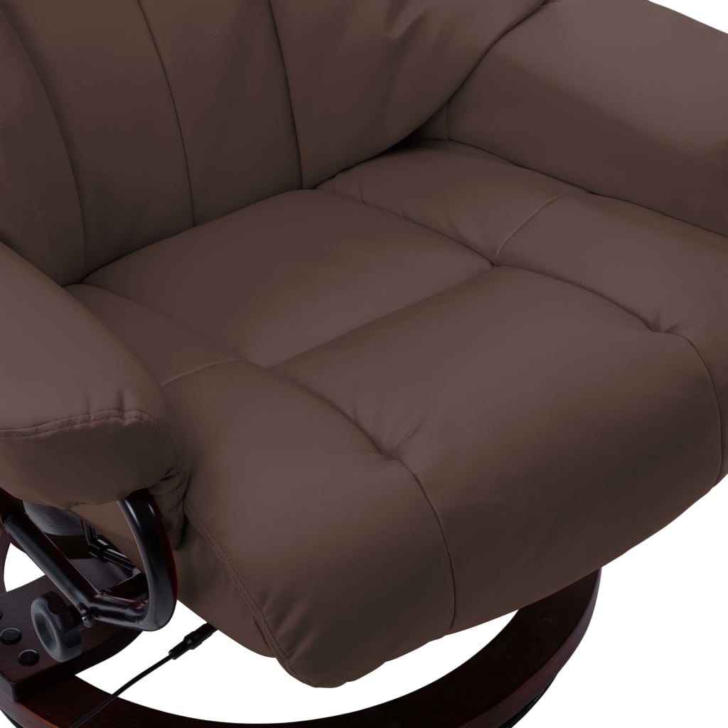 vidaXL Massage Recliner Swiveling Recliner Chair Faux Leather and Bentwood