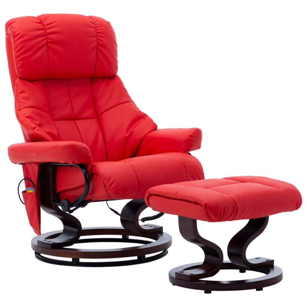 vidaXL Massage Recliner Swiveling Recliner Chair Faux Leather and Bentwood