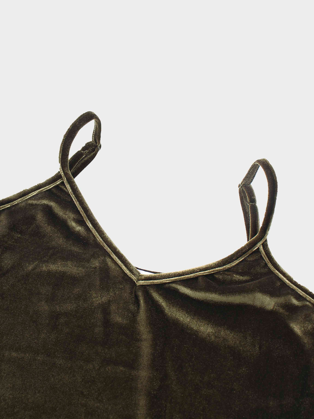 V-Neck Velour Slip Dress-Green