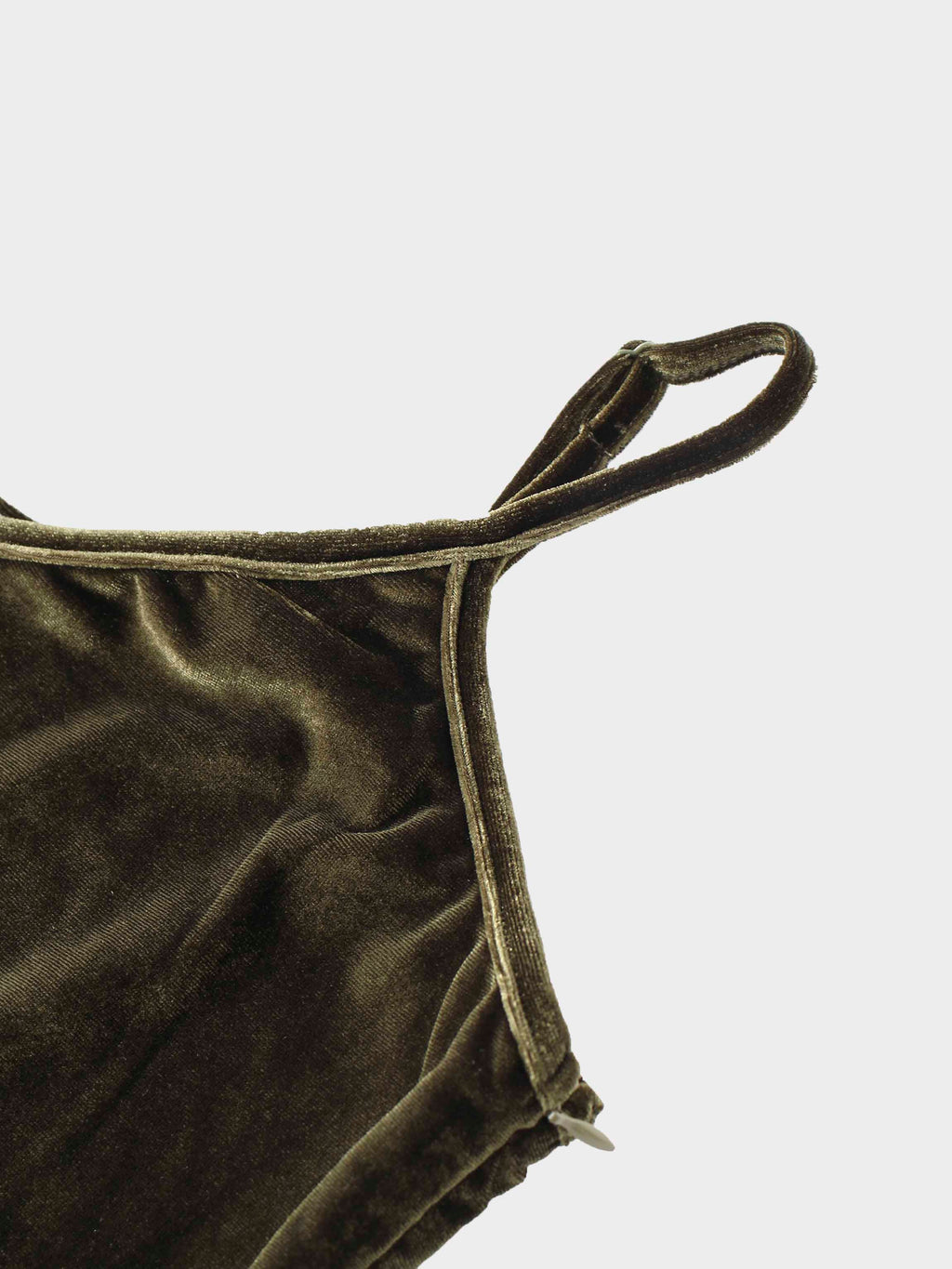 V-Neck Velour Slip Dress-Green