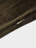 V-Neck Velour Slip Dress-Green