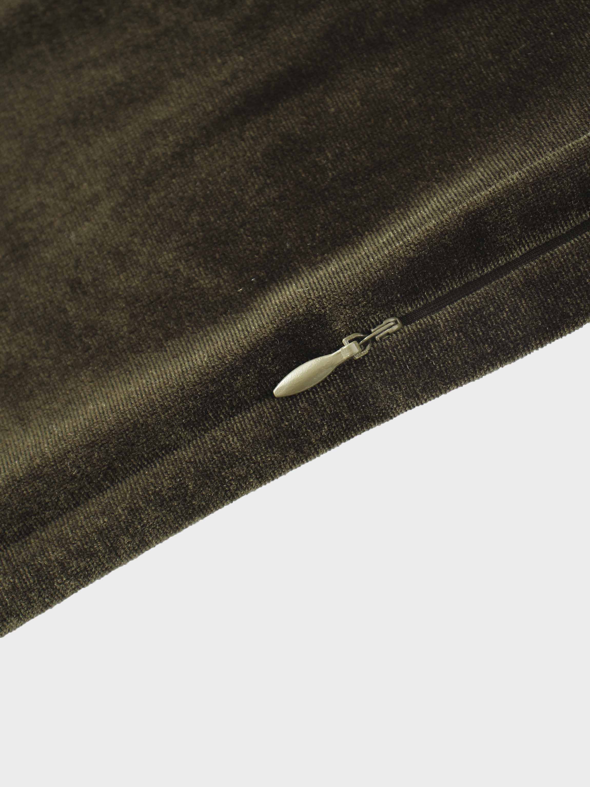 V-Neck Velour Slip Dress-Green