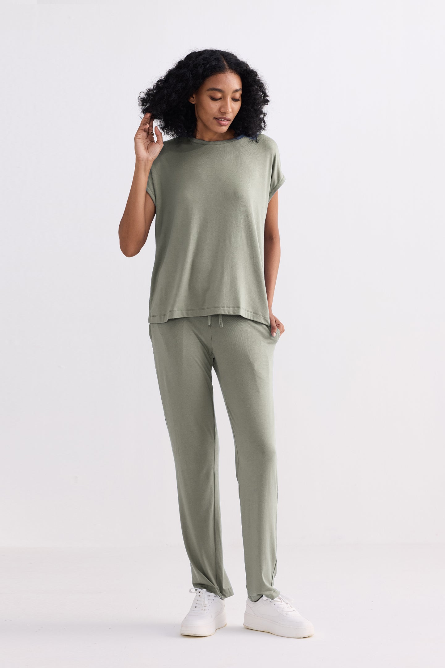 Relaxed Tee Set in Olive