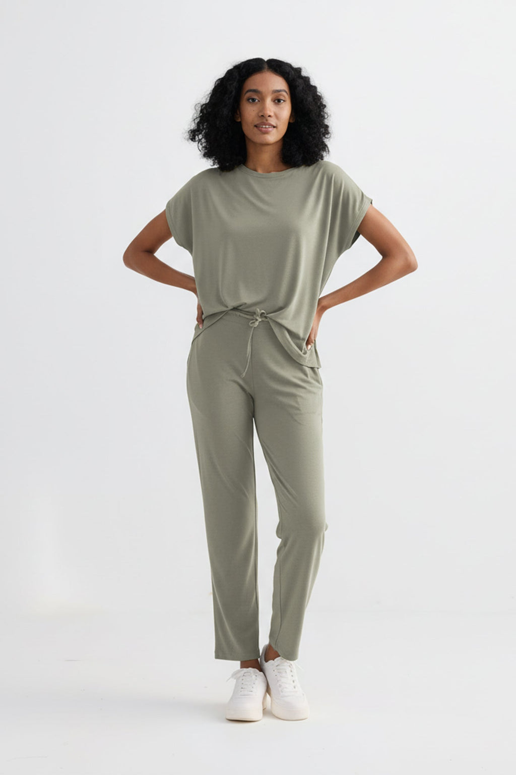 Relaxed Tee Set in Olive