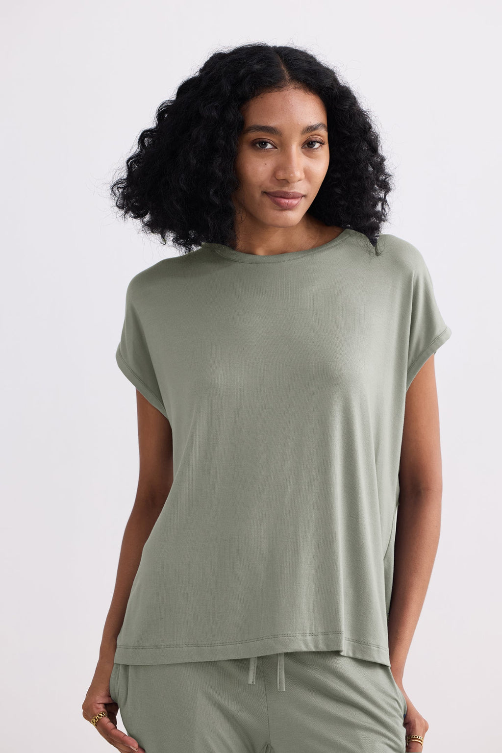 Relaxed Tee Set in Olive