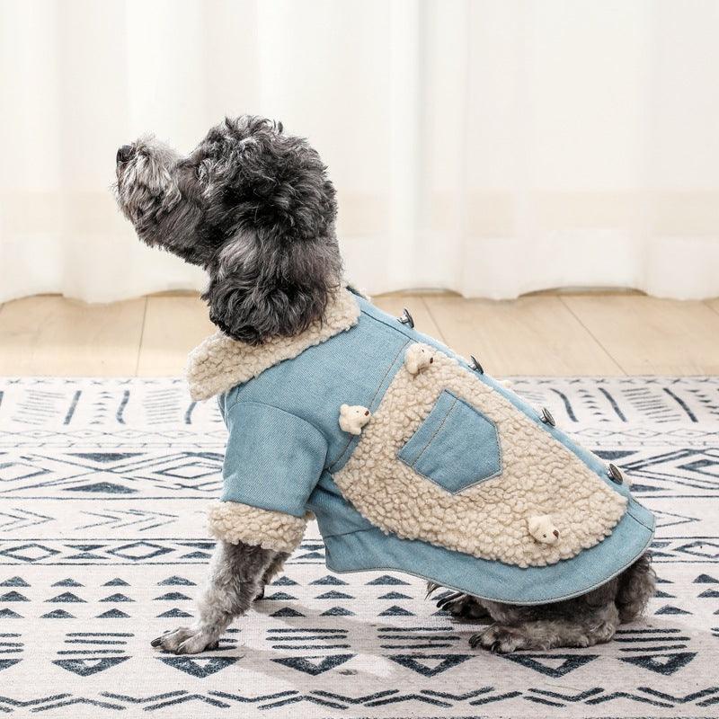 Cozy Denim And Fleece Two-Legged Dog Clothes - Perfect For Small To Medium Dogs