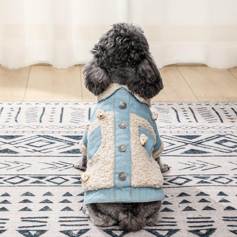 Cozy Denim And Fleece Two-Legged Dog Clothes - Perfect For Small To Medium Dogs