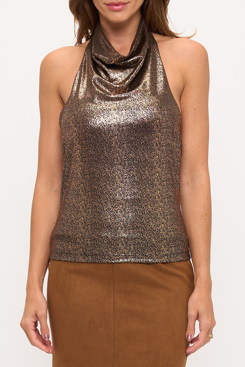 Metallic Halter Top