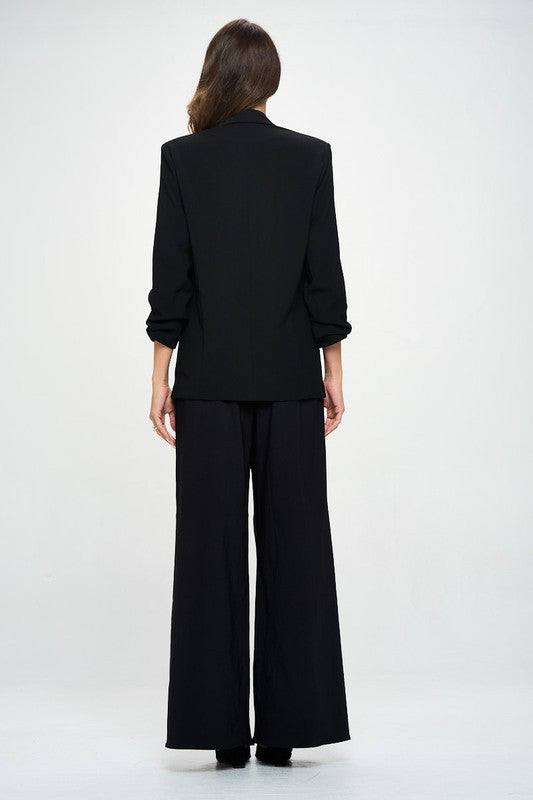 Ruched Sleeve Blazer